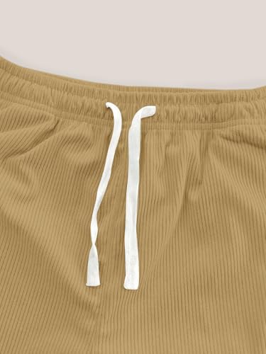 Image of Pinkmint Men's Stretchable Ribbed Track Pants | Poly Lycra Relaxed Fit Trousers | Elastic Waist Drawstring Joggers | Casual, Gym, Lounge Wear for Men