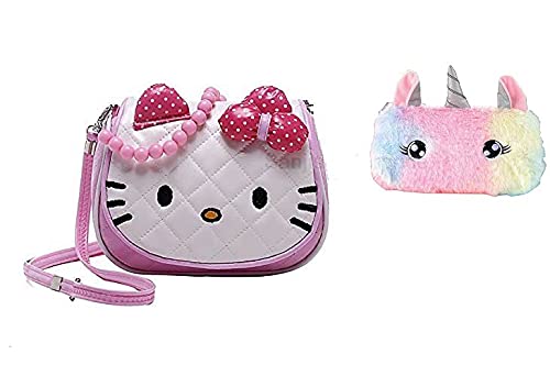 Sanjis Enterprises Combo Of Cartoon Kitty Crossbody for Girls Kids Toddler Handbags Shoulder Messenger Sling Bag and 1 fur pencil case (Pack Of 2)(Light Pink) (B096WCN2S2) Amazon Price History, Amazon Price Tracker