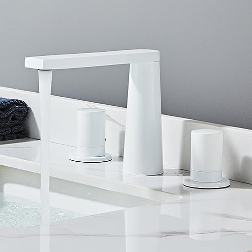 Robinet de lavabo de salle de bain 3 trous blanc : fini les éclaboussures et le calcaire