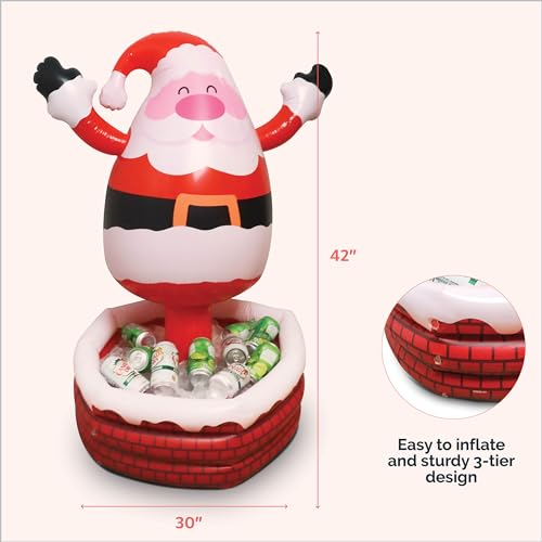 Santa Inflatable Cooler -Christmas in July Decorations Holiday Party Supplies Inflatable Cooler - Keeps Up to 72 Drinks Cold - 24" x 28" in - Yard Decoration (Santa)
