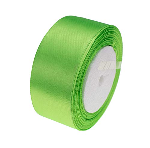 Image of ATRBB 25 Yards 1-1 /2 inch Apple Green Satin Ribbon for Gift Wrapping | Wedding, Bows, Colorfast Polyester Fabric Thick Ribbon for Bouquets Party Decor Crafts Handmade Flower DIY