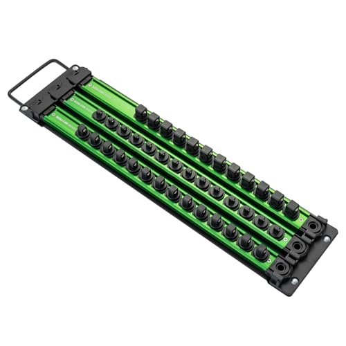 Image of GREENSAPPIRE Socket Organizer Holder Tray Rail 1/4 3/8 1/2 Inch Drive
