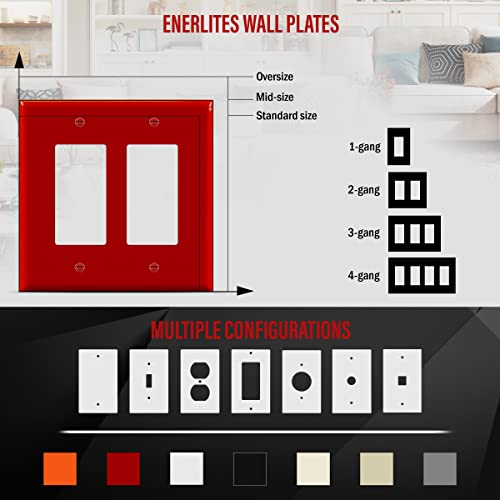 Image of ENERLITES 2-Gang Red Mid-Size Decorator Switch Outlet Wall Plate Cover