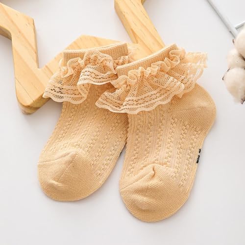 Toddler Socks, 1 Pair Baby Lace Socks Breathable Girls Spring Sock Ruffle Cotton Sock for Birthdays and Celebrations3
