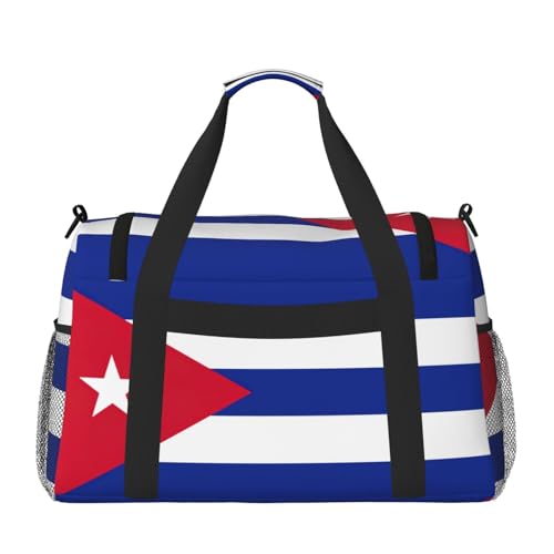 Cuban flag print Travel Duffle Bag Gym Bag for Women,Puffer Tote Bag,Weekender Overnight Bag Organizer2