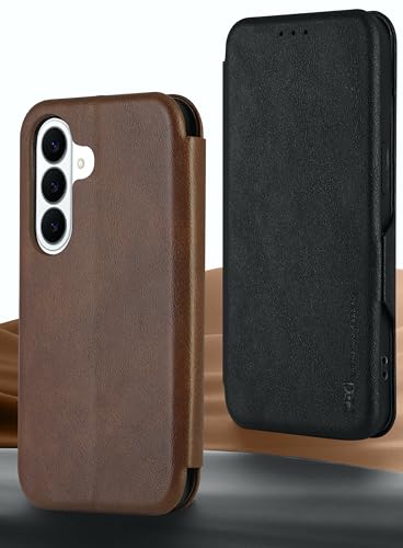 Image of BOUNCEBACK Vegan Leather Magnectic Closure Flip Flap Wallet Back Case Cover for Samsung Galaxy A57 - Brown