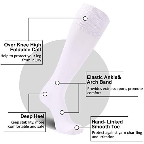 Image of FOOTPLUS Baseball Softball Socks,Unisex Over Knee High Solid Sports Rugby Summer Soccer Camps Socks
