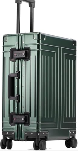 Aluminum Magnesium Alloy Travel Suitcase with Universal Wheels – Portable All-Metal Trolley Case for Outdoor Travel(Size:22in)