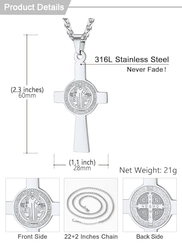 Image of U7 Saint Michael Necklace for Men,Stainless Steel /18K Gold Plated St Michael Archangel /Saint Benedict /Saint Christopher Pendant Amulet Necklace for Men Women