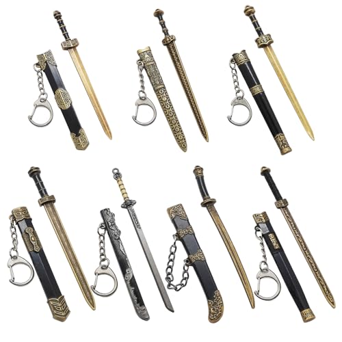 Épée miniature de style ancien lot de 7 avec support pour sac