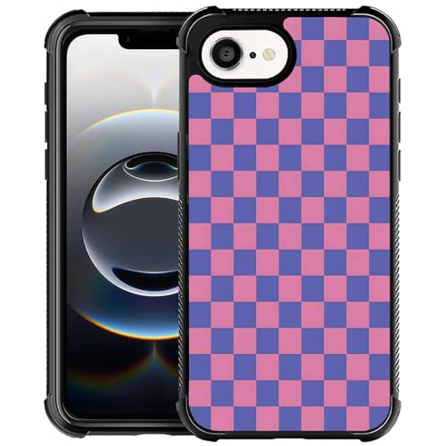 Coque iPhone 16e motif damier violet accessoire protection anti-chute