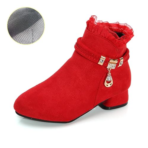 Kids Black Boots Girls Dress Boots Ankle Short Boots Toddler Ankle Boots Low Chunky Heel Side Zipper Dress Booties3