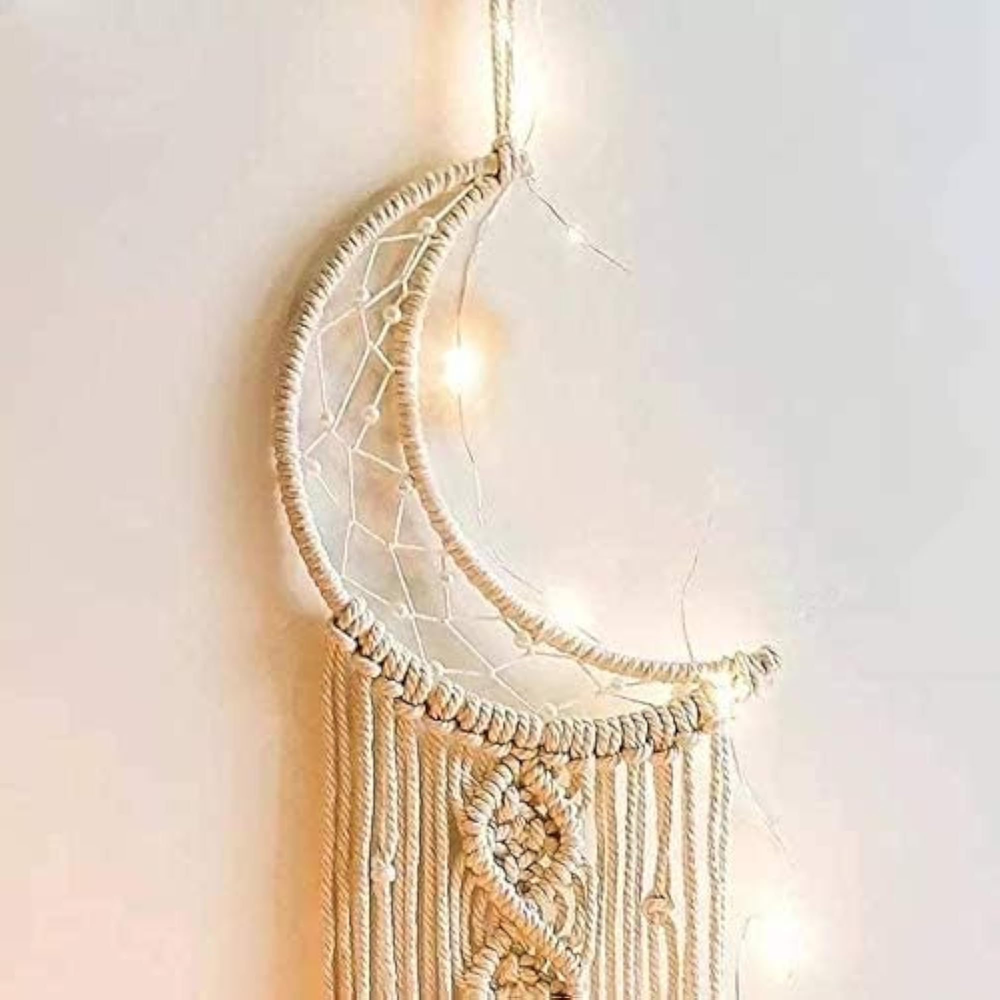 Cotton Macrame Wall Hanging Dream Catcher with LED Light