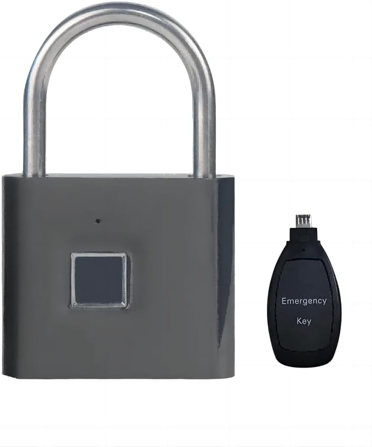 Fingerprint Padlock with Emergency Key, IP66 Waterproof and Rustproof, Outdoor Indoor Universal Smart Lock for Warehouses, Gym, Schools, Homes, Office Cabinets