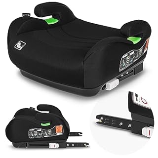 LIONELO Rialzo Auto per bambini LUUK FIX I-Size, Facile Installazione ISOFIX o/e cintura, 125-150 cm 22-36kg Leggero, Comodo, Indicatori, Schiuma Adattiva, Traspirante Lavabile, Car Booster, Braccioli