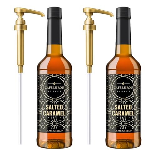 Image of NEW Cafe Le Rou Salted Caramel Coffee Syrup 25.4 oz (Salted Caramel, 2-pack)*Includes 2 Syrup Dispensers*Flavoring Syrup for Tea and