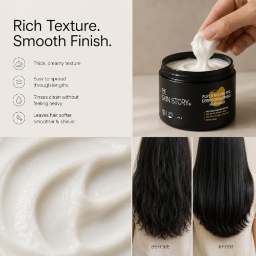 Image of The Skin Story Argan Oil Hair Mask | Nourishing Deep Conditioning smoothening | For Frizzy, Dry, Damaged, Chemically Treated Hair | With Keratin & Vitamin E | Spa Cream for Straight or Curly hair | Sulphate Free Paraben Free (200g)