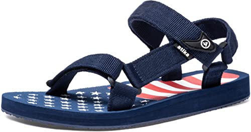 Atika Men's Islander Walking Sandals, Arch Support Trail Outdoor Hiking Sandals, Strap Sport Sandals, Summer Water Shoes, Islander Sandals Stars And Stripes, 9 #TOP29
