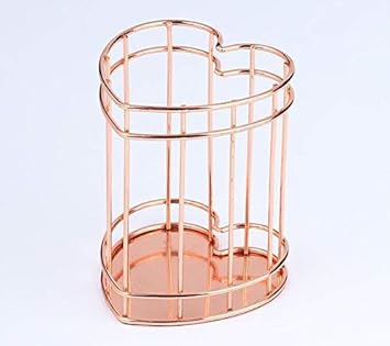 Sewhome Rose Gold Heart Shape Wire Mesh Desktop Pen Pot Holder, Desk Organizer Brush Holder For Office Table Stylish,Study Table,Office,Kids,Car,Desk
