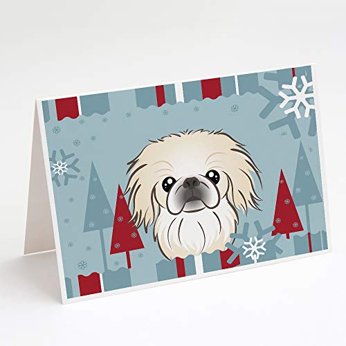Caroline's Treasures BB1717GCA7P Winter Holiday Pekingese Greeting Cards and Envelopes Pack of 8 Blank Cards with Envelopes Whimsical A7 Size 5x7 Blank Note Cards