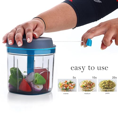Image of Manual Vegetable Chopper 900ml XL Jumbo with 5 Stainless Steel Blades | Multipurpose Onion & Vegetable Cutter for Kitchen | Large Capacity Hand Chopper