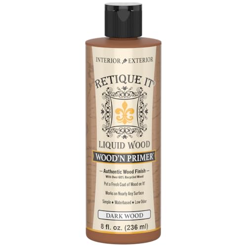 Retique It Wood'n Primer - Paint it then stain it - Stainable Wood Fiber Paint (Dark Wood, Small)