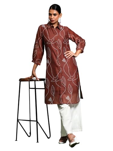 Kurta Bandhani Varanga en coton fluide avec imprimé floral exclusif