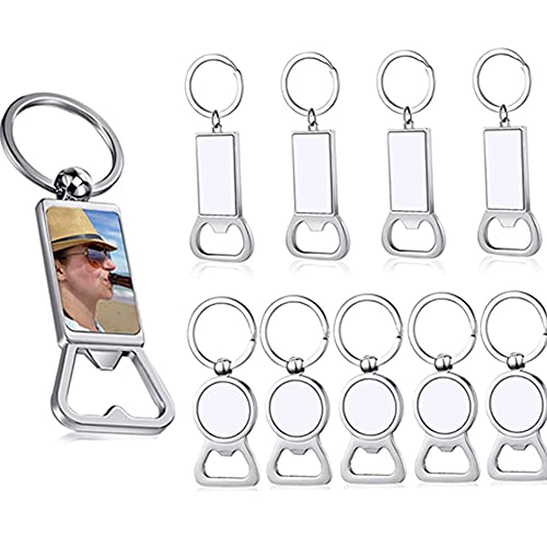 OUKEYI 10pcs Customizable Sublimation Metal Bottle Opener Keychains, Aluminum Heat Transfer Keychains, Customized Sublimation Photos for Husband, Boyfriend, Friends