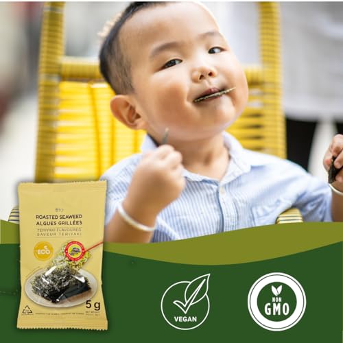 Uta Premium Seaweed Snacks - Authentic Korean Lavered Roasted Seaweed Teriyaki Flavored, 2 Pack x 24 Seaweed Snack Pouches, 5g Each, Total 240g, Experience the Irresistible Crunch of our Seaweed, Expertly Lavered and Infused with a Delicious Teriyaki Flavor for a Truly Delightful and Healthy Snack - Image 3