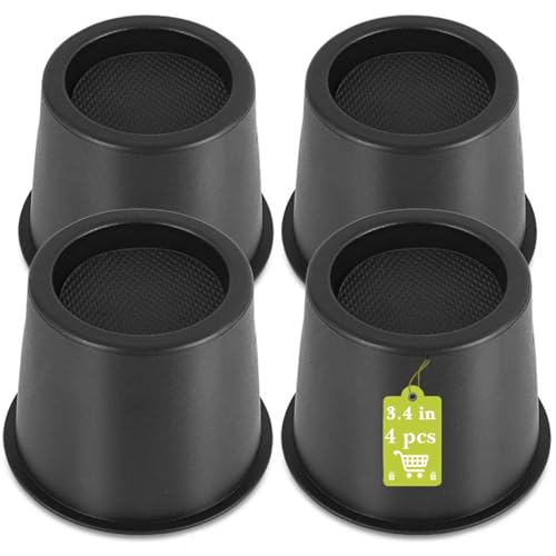 Yookwutar 4 Pack Furniture Risers 4 Inch, Bed Risers Heavy Duty for Table Desk Couch Chair Sofa Cabinet Bed Frame Dorm, Round Table Leg Risers Lift Height 3.4", Black