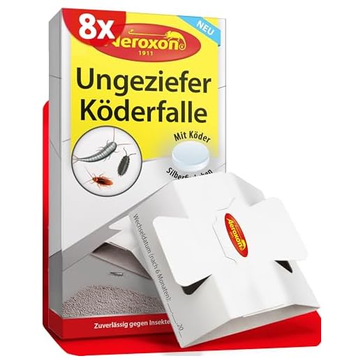 Aeroxon Ungeziefer Köder-Falle 8 Stück – zuverlässiges fangen von Ungeziefer zur Befallsermittlung – Schabenfalle, Silberfischfalle, Insektenfalle und anderem Ungeziefer