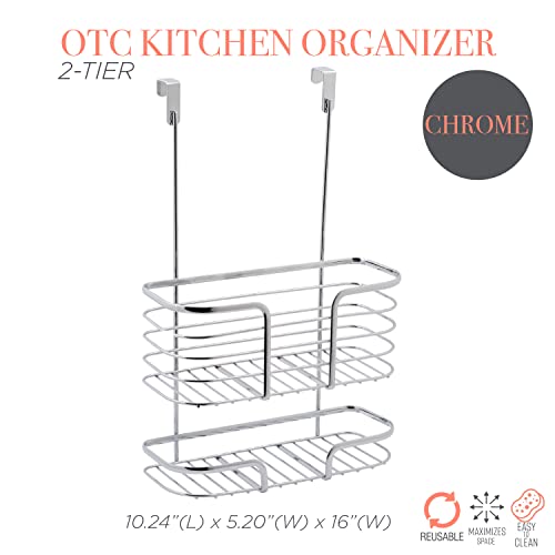 Kitchen Details Chrome 2 Tier Over The Cabinet Organizer | Single Basket | Door Hanging Storage | Bathroom | Kitchen #TOP1