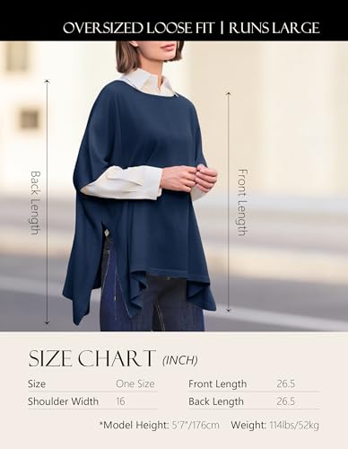 Image of PULI Women's Pullover Poncho Sweater Oversized Knit Layering Top Travel | Sleeveless and Layers Over Any Shirt At Home or Work