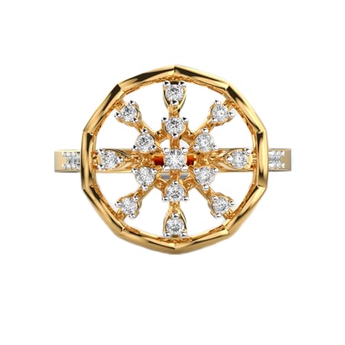 Bague Roue du Temps en argent 925 plaqué or et moissanite ronde pour femme
