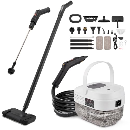 Nettoyer à Vapeur,2500 W Nettoyer à Vapeur Portable Avec 19 TêTes De Brosse,Rapide jusqu'à 221 °F,1,6L Nettoyeur Vapeur Vitre avec Une Serpillière pour Meubles de Cuisine, Voiture, Sols