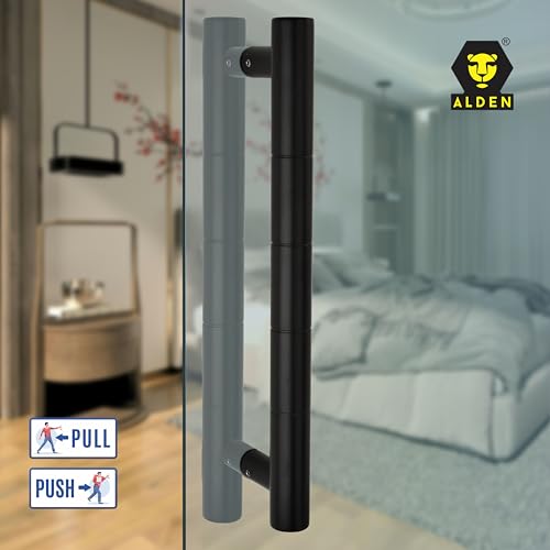 Image of ALDEN 12 inch Main Door Handle /Handle for Glass and Wooden Door /Pull and Push Stainless Steel Door Handle (Black Matt Finish) (Pack of 1)