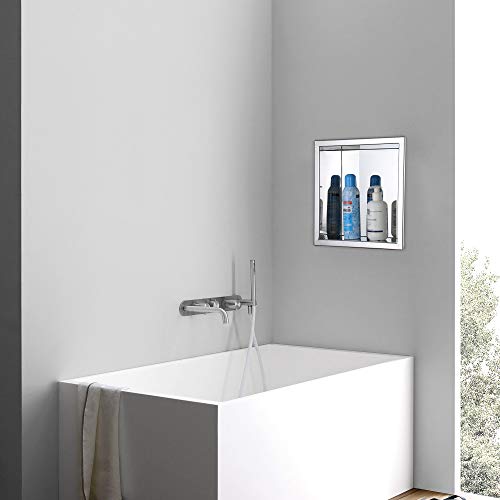 Decomust 17.5'' X 17.5'' (Inner Size 16X16'') Stainless Steel Shower Niche Modern And Elegant Design, Easy To Install, Perfect For Shampoo And Soap Storage (16 Inches, Chrome) #TOP3
