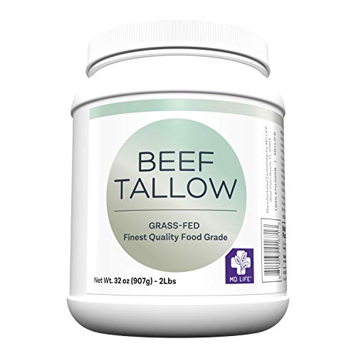 MD. Life Beef Tallow for Cooking - Food Grade Grass Fed Beef Tallow for Cooking Oil Replacement - 1 Gallon (4 Pack) - Pasture Raised Keto Friendly Beef Tallow- Used to Make Candles & Soaps
