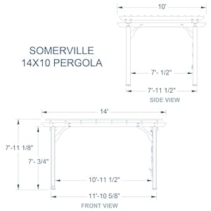 Backyard discovery somerville 14 x 10 cedar wood pergola kit with trellis roof all season durability high wind rating powerport shade for outdoor patio deck garden and entertaining  urban country home decor