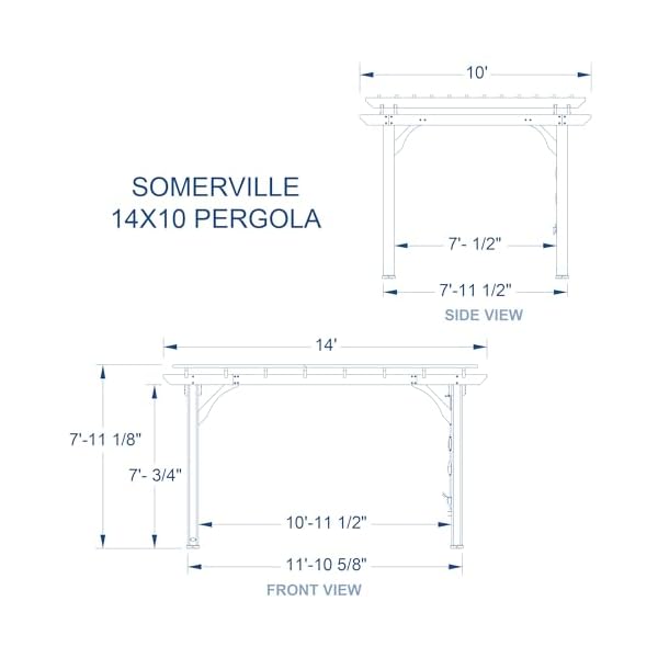 Backyard discovery somerville 14 x 10 cedar wood pergola kit with trellis roof all season durability high wind rating powerport shade for outdoor patio deck garden and entertaining  urban country home decor