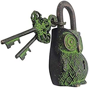 Brass Padlock - Lock with Keys - Working Functional - Brass Made Owl Antique Padlock.