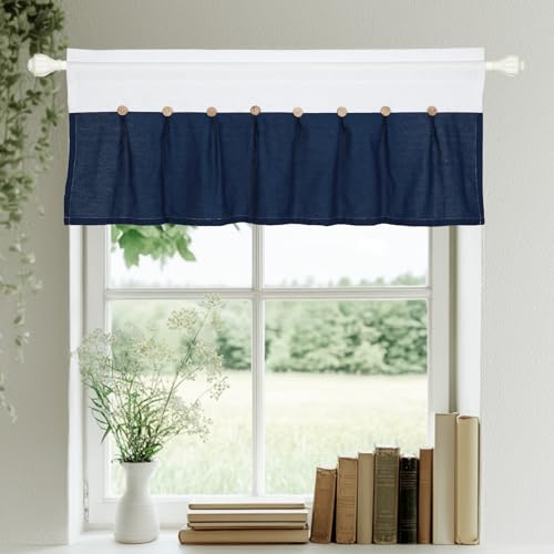 FUANGUI Linen Valances for Windows 52" W x 18" L