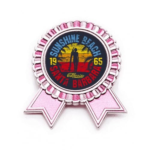 Broche rose motif plage cocotier en métal taille M, bijou de sac et vêtement femme