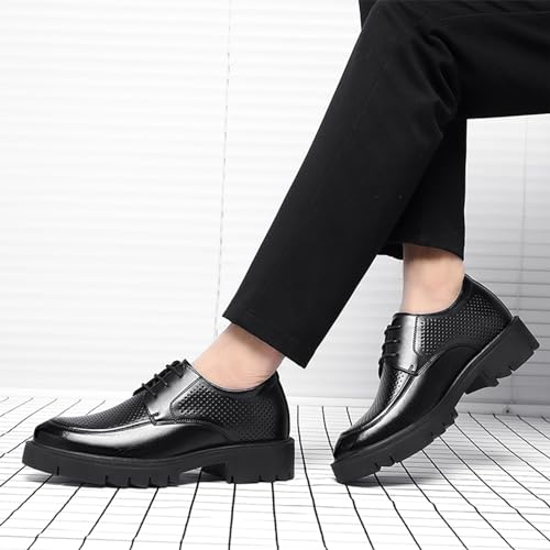 Fashion Breathable Hollow Men's Comfort Dress Shoes Men's Soft Leather Oxfords Lace Up Height Increase Dress Shoes Fashion Slip On Prom Business Wedding Dress Shoes4