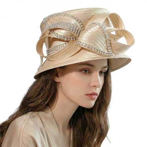 Janey&Rubbins Women's Gorgeous Derby Day Tea Party Church Rhinestones Fascinator Hat (Champagne)