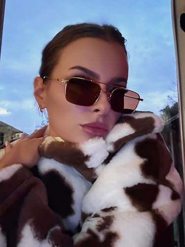 FEISEDY Fashion Square Aviator Sunglasses Women Men Trendy Retro Metal Frame Sun Glasses Candy Color Lens B10364