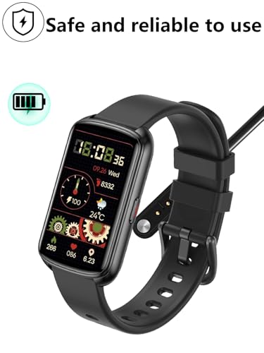 UYRUREL [2 Pack] for Runlio T115 Smart Watch Fitness Tracker Magnetic USB Charging Cable, 2 Pin Cord Charger for Smart Watch,Black