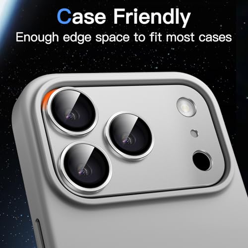 Image of JETech Camera Lens Protector for iPhone 17 Pro 6.3-Inch, Full Coverage 9H Tempered Glass Ring Cover, Matte Metal Plate, Case Friendly, 1-Pack (Silver)
