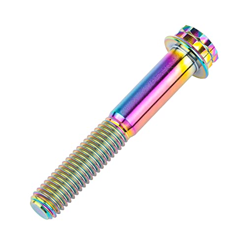 Image of Titanium Flange 12 Point Head M8 x15 20 25 30 35 40 45 50 55 60 65mm Screw Bolt Pack of 4 (M8x50mm, Rainbow)