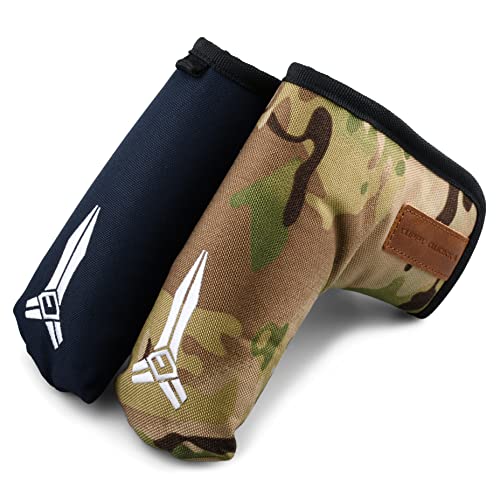 東京発 YUPPY QUOKKA 公式 オリジナル 高級 こだわりの質感 本革 × 高密度ナイロン ゴルフ パターカバー ピンタイプ マレット型 牛革 ハイクオリティ ナイロン ヘッドカバー パター カバー 耐久性 撥水 マグネット ギフト プレゼント (PINGタイプ, ウッドランド) 8枚目